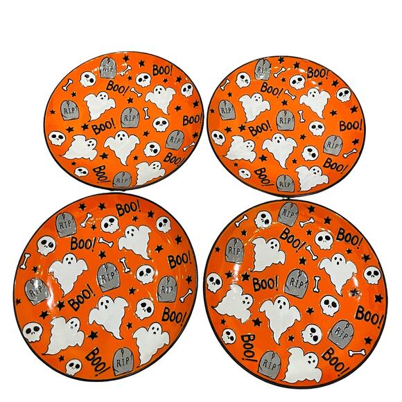 Eli + Ana MELTON GHOST Dinner Plate Set of 4 Ceramic Halloween BOO RIP New - Picture 7 of 15